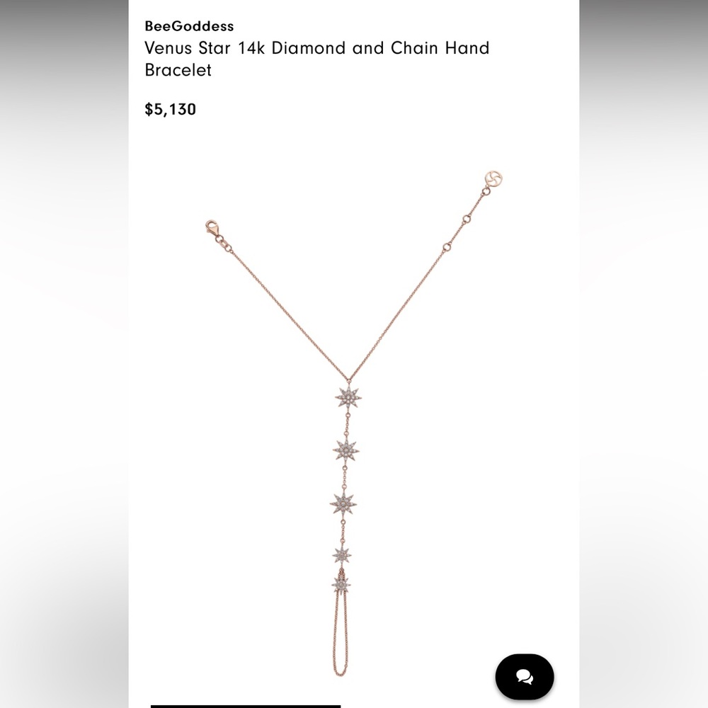 Bee Goddess 14k Diamond Venus Star Hand Chain